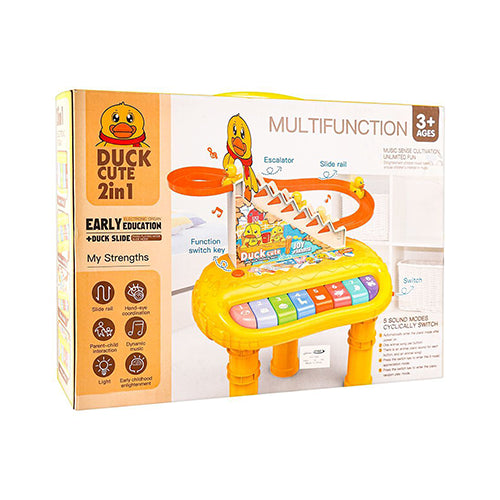 2 IN 1 MULTIFUNCTION DUCK SLIDE & PIANO SET FOR KIDS