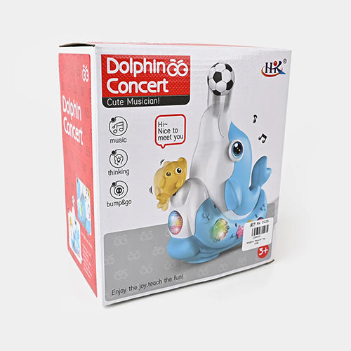 CUTE DOLPHIN CONCERT MUSICIAN "BUMP & GO" TOY FOR KIDS
