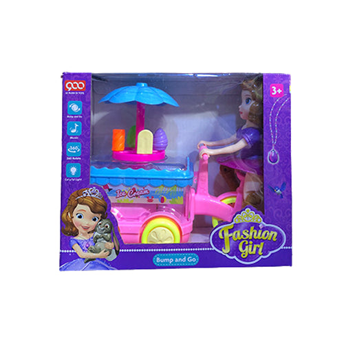 GIRL MUSICAL ICE CREAM TRICYCLE BUMP & GO TOY