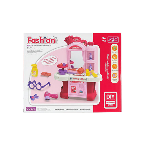 FASHION MAKEUP TABLE PLAYSET FOR KIDS - 22PCS