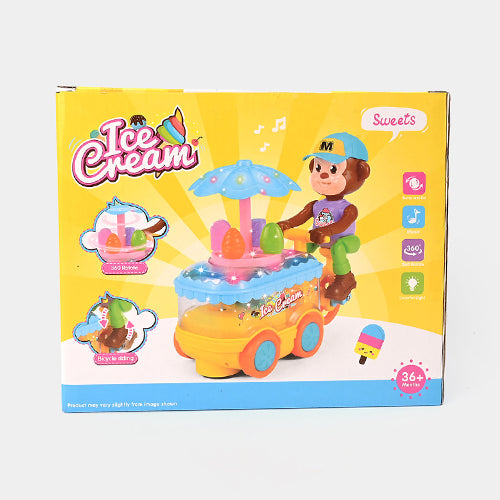 MONKEY ICE CREAM CART - BUMP & GO MUSICAL TOY