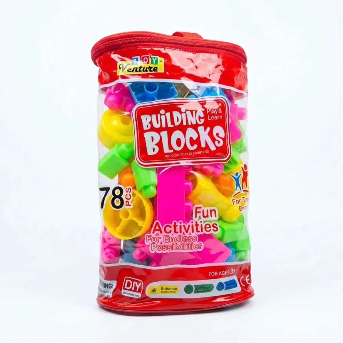 78-PIECE BUILDING BLOCKS SET WITH BAG FOR KIDS