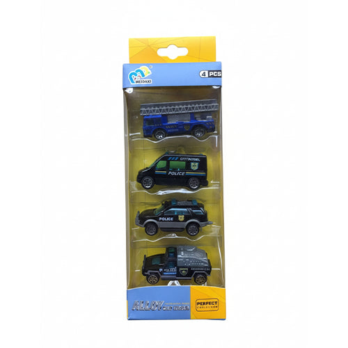 POLICE METAL VEHICLE SET FOR KIDS - 4PCS