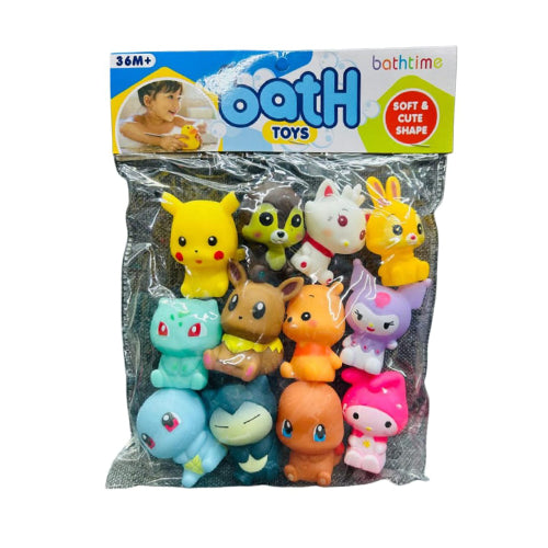 CARTOON ANIMAL & CHARACTER SQUEAKY TOY SET | 12PCS