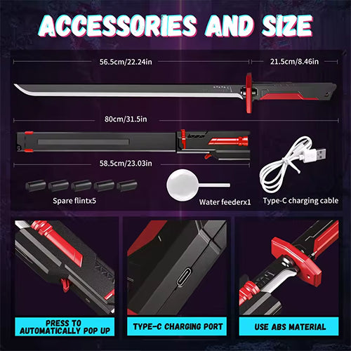 KATANA LIGHTSABER SWORD LED LIGHT BLADE WITH REAL SPARKS & SMOKE EFFECT