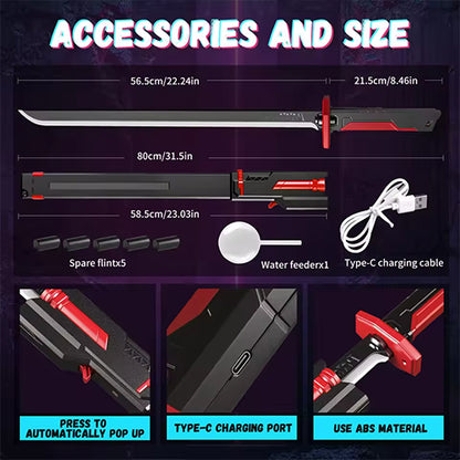 KATANA LIGHTSABER SWORD LED LIGHT BLADE WITH REAL SPARKS & SMOKE EFFECT