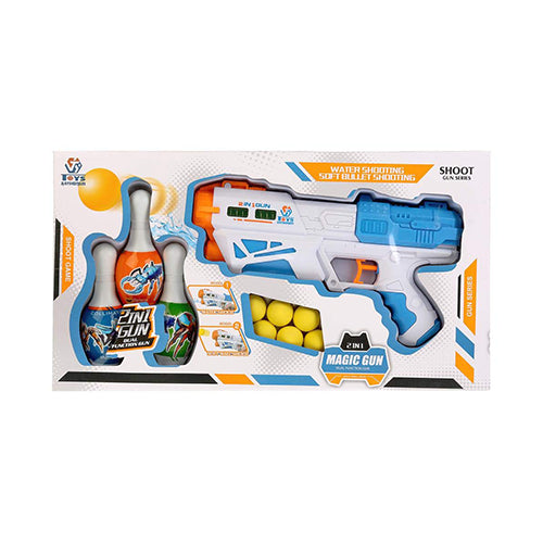 2 IN 1 WATER & SOFT BALL MAGIC GUN SET TOY FOR KIDS