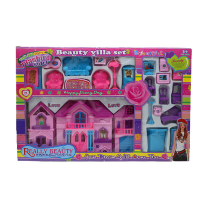 BEAUTY VILLA SET DOLLHOUSE & FURNITURE PLAYSET