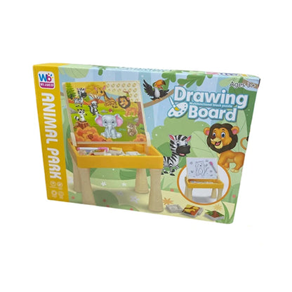 ANIMAL PARK DRAWING BOARD WITH MULTI-FUNCTIONAL BLOCK PUZZLE FOR KIDS