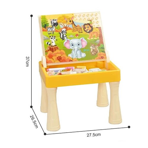 ANIMAL PARK DRAWING BOARD WITH MULTI-FUNCTIONAL BLOCK PUZZLE FOR KIDS