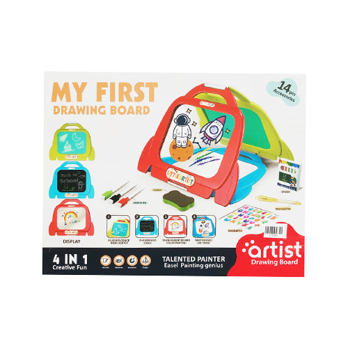 ARTIST 4 IN 1 DRAWING BOARD & EASEL SET FOR KIDS - 14PCS