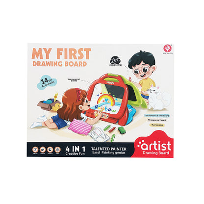 ARTIST 4 IN 1 DRAWING BOARD & EASEL SET FOR KIDS - 14PCS