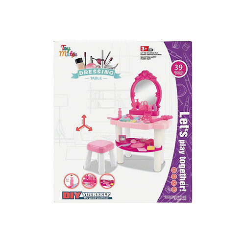 PRINCESS THEMED DRESSING TABLE WITH STOOL PLAYSET - 39PCS VANITY SET FOR GIRLS