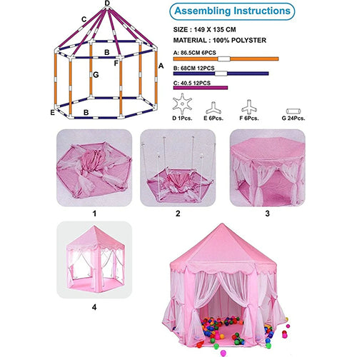 CASTLE PLAY TENT HOUSE FOR KIDS - BLUE