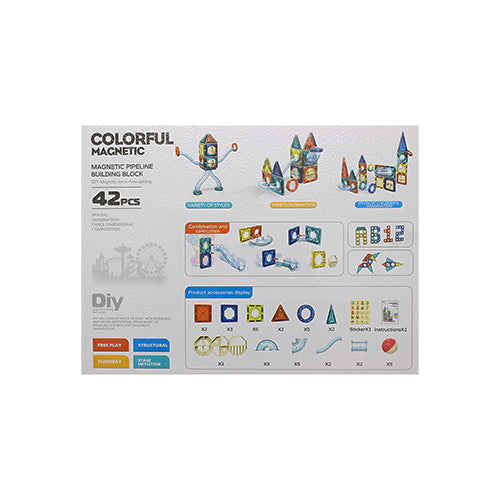COLORFUL MAGNETIC PIPELINE BUILDING BLOCKS SET FOR KIDS - 42PCS
