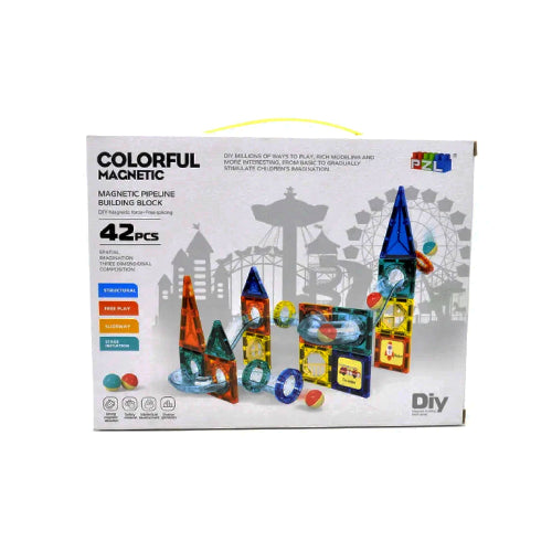 COLORFUL MAGNETIC PIPELINE BUILDING BLOCKS SET FOR KIDS - 42PCS
