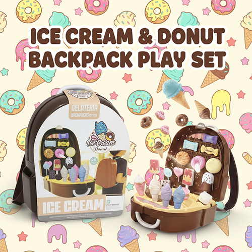 ICE CREAM & DONUT BACKPACK PLAY SET - 28PCS