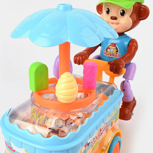 MONKEY ICE CREAM CART - BUMP & GO MUSICAL TOY