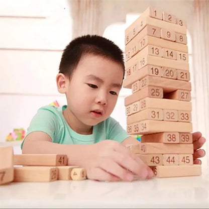 NUMBERED WOODEN STACKING BLOCKS GAME - 54PCS