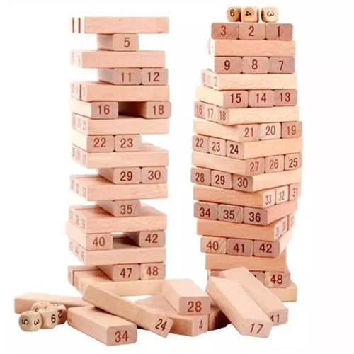 NUMBERED WOODEN STACKING BLOCKS GAME - 54PCS