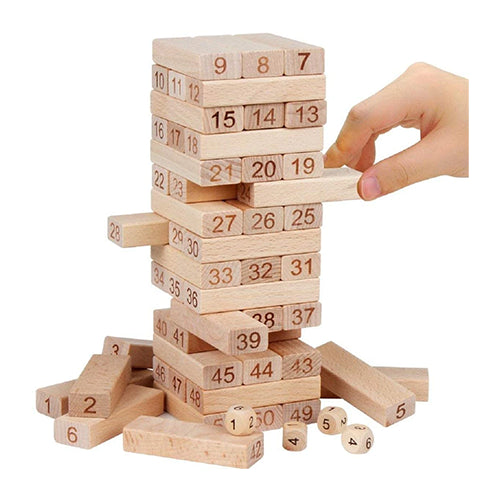 NUMBERED WOODEN STACKING BLOCKS GAME - 54PCS