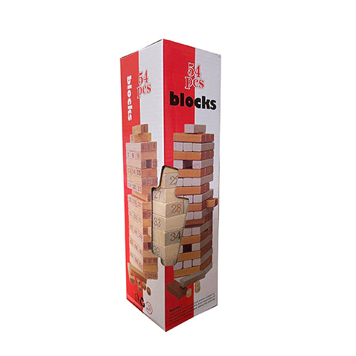 NUMBERED WOODEN STACKING BLOCKS GAME - 54PCS