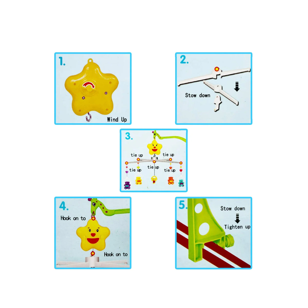 BABY COT TOY - ROTATING MUSICAL HANGING RATTLE SET FOR NEWBORNS