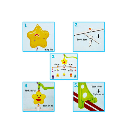 BABY COT TOY - ROTATING MUSICAL HANGING RATTLE SET FOR NEWBORNS