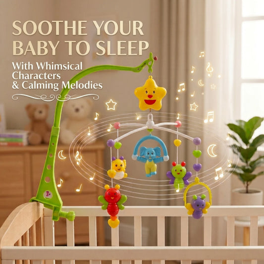 BABY COT TOY - ROTATING MUSICAL HANGING RATTLE SET FOR NEWBORNS
