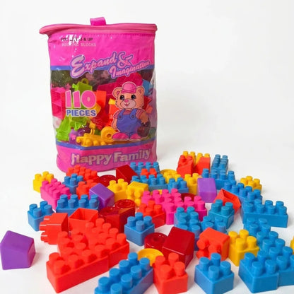 110-PIECE BUILDING BLOCKS SET WITH BAG FOR KIDS