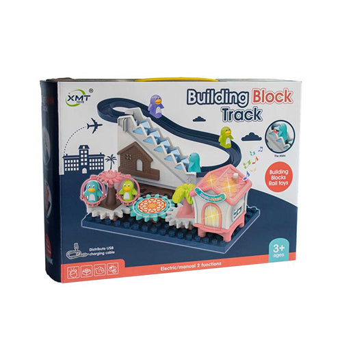 PENGUIN PARADISE ELECTRIC MUSICAL BUILDING BLOCK SLIDE & STAIR CLIMBER PLAY SET FOR KIDS