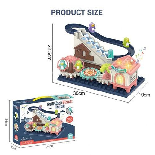 PENGUIN PARADISE ELECTRIC MUSICAL BUILDING BLOCK SLIDE & STAIR CLIMBER PLAY SET FOR KIDS
