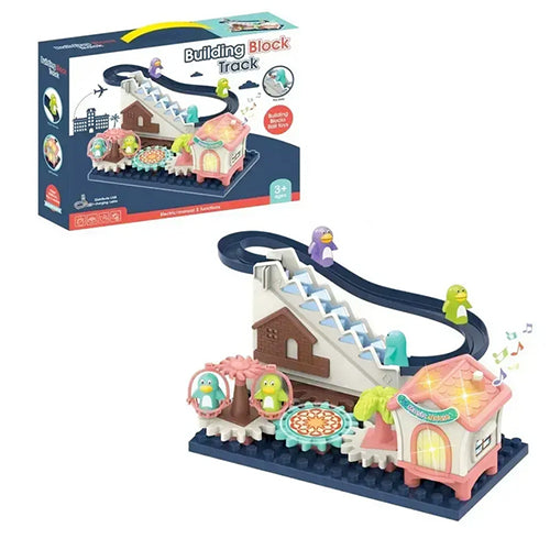 PENGUIN PARADISE ELECTRIC MUSICAL BUILDING BLOCK SLIDE & STAIR CLIMBER PLAY SET FOR KIDS