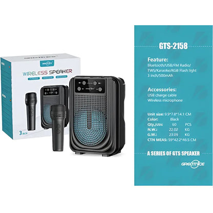 PORTABLE WIRELESS KARAOKE SPEAKER WITH MICROPHONE