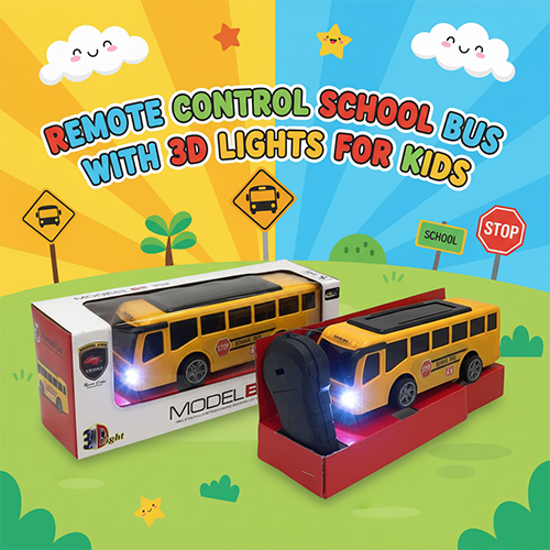 REMOTE CONTROL SCHOOL BUS WITH 3D LIGHTS FOR KIDS