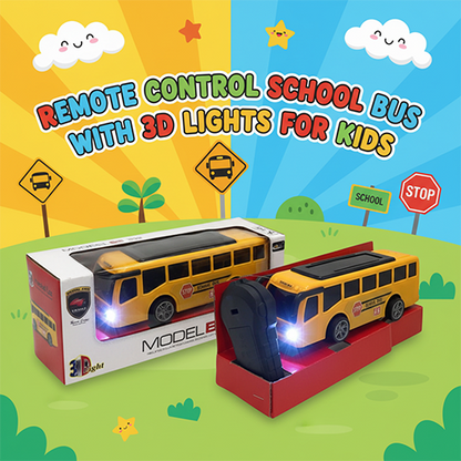 REMOTE CONTROL SCHOOL BUS WITH 3D LIGHTS FOR KIDS