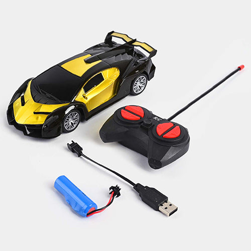 RECHARGEABLE RC SUPER CAR - YELLOW/BLACK LAMBORGHINI TOY