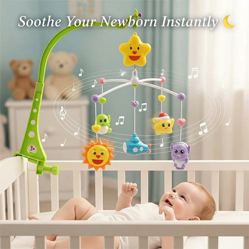 Rotating Musical Baby Mobile – Hanging Crib & Baby Rattle Toy for Newborns