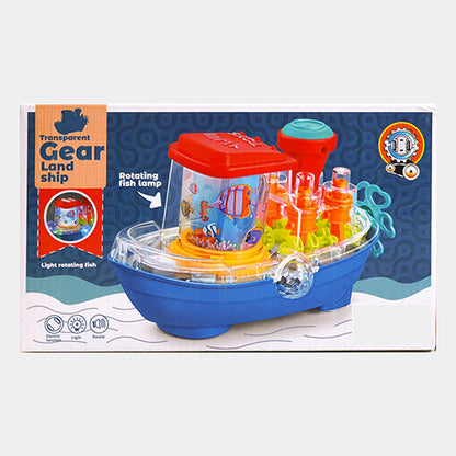 TRANSPARENT GEAR LANDSHIP "BUMP & GO" LIGHT & MUSICAL TOY FOR KIDS