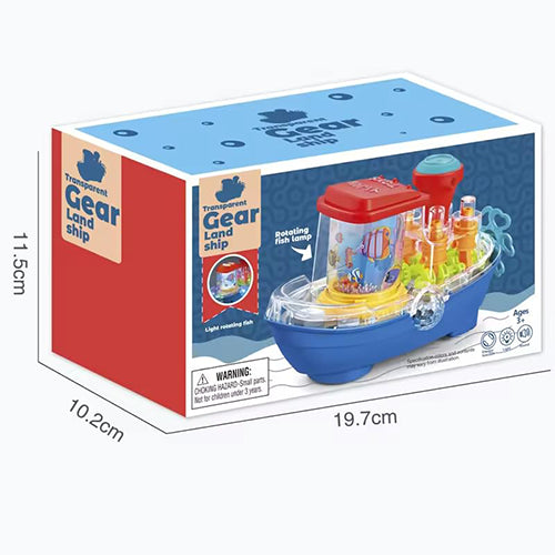 TRANSPARENT GEAR LANDSHIP "BUMP & GO" LIGHT & MUSICAL TOY FOR KIDS