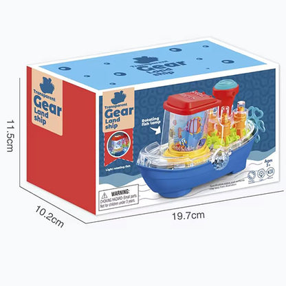 TRANSPARENT GEAR LANDSHIP "BUMP & GO" LIGHT & MUSICAL TOY FOR KIDS