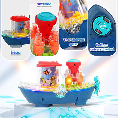 TRANSPARENT GEAR LANDSHIP "BUMP & GO" LIGHT & MUSICAL TOY FOR KIDS