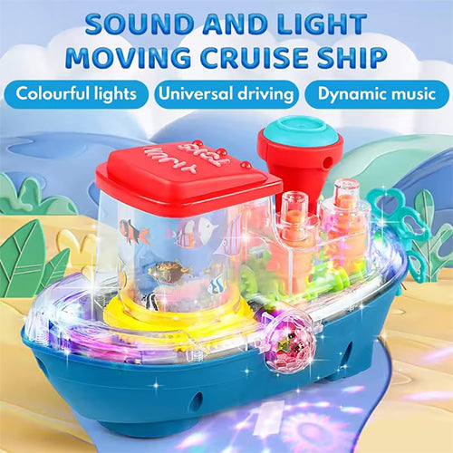 TRANSPARENT GEAR LANDSHIP "BUMP & GO" LIGHT & MUSICAL TOY FOR KIDS