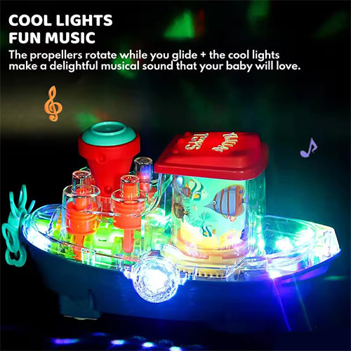 TRANSPARENT GEAR LANDSHIP "BUMP & GO" LIGHT & MUSICAL TOY FOR KIDS