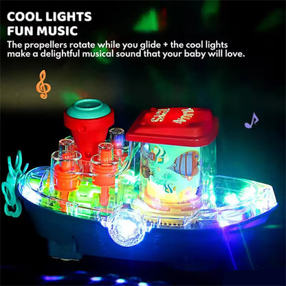 TRANSPARENT GEAR LANDSHIP "BUMP & GO" LIGHT & MUSICAL TOY FOR KIDS