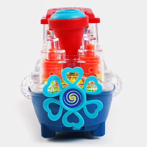 TRANSPARENT GEAR LANDSHIP "BUMP & GO" LIGHT & MUSICAL TOY FOR KIDS