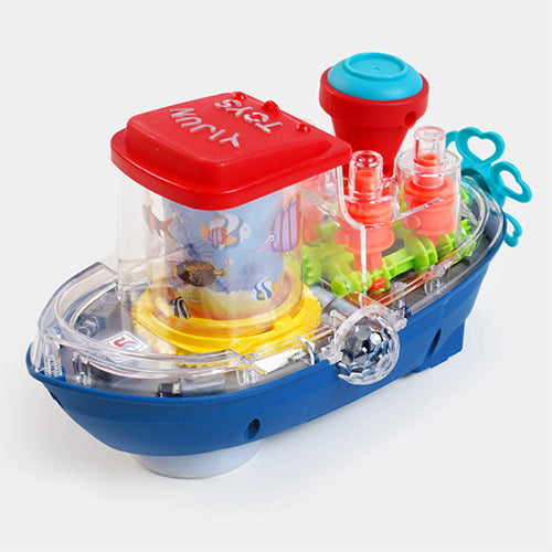 TRANSPARENT GEAR LANDSHIP "BUMP & GO" LIGHT & MUSICAL TOY FOR KIDS