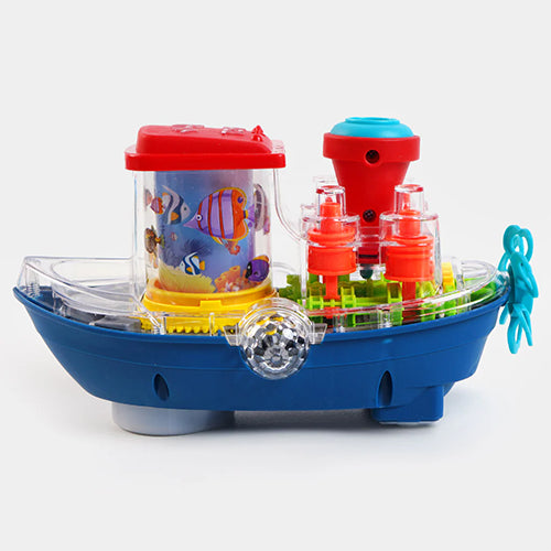 TRANSPARENT GEAR LANDSHIP "BUMP & GO" LIGHT & MUSICAL TOY FOR KIDS