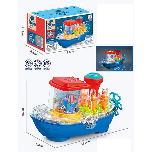 TRANSPARENT GEAR LANDSHIP "BUMP & GO" LIGHT & MUSICAL TOY FOR KIDS