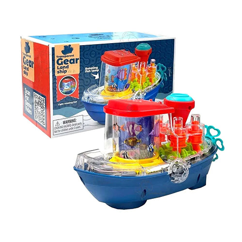 TRANSPARENT GEAR LANDSHIP "BUMP & GO" LIGHT & MUSICAL TOY FOR KIDS